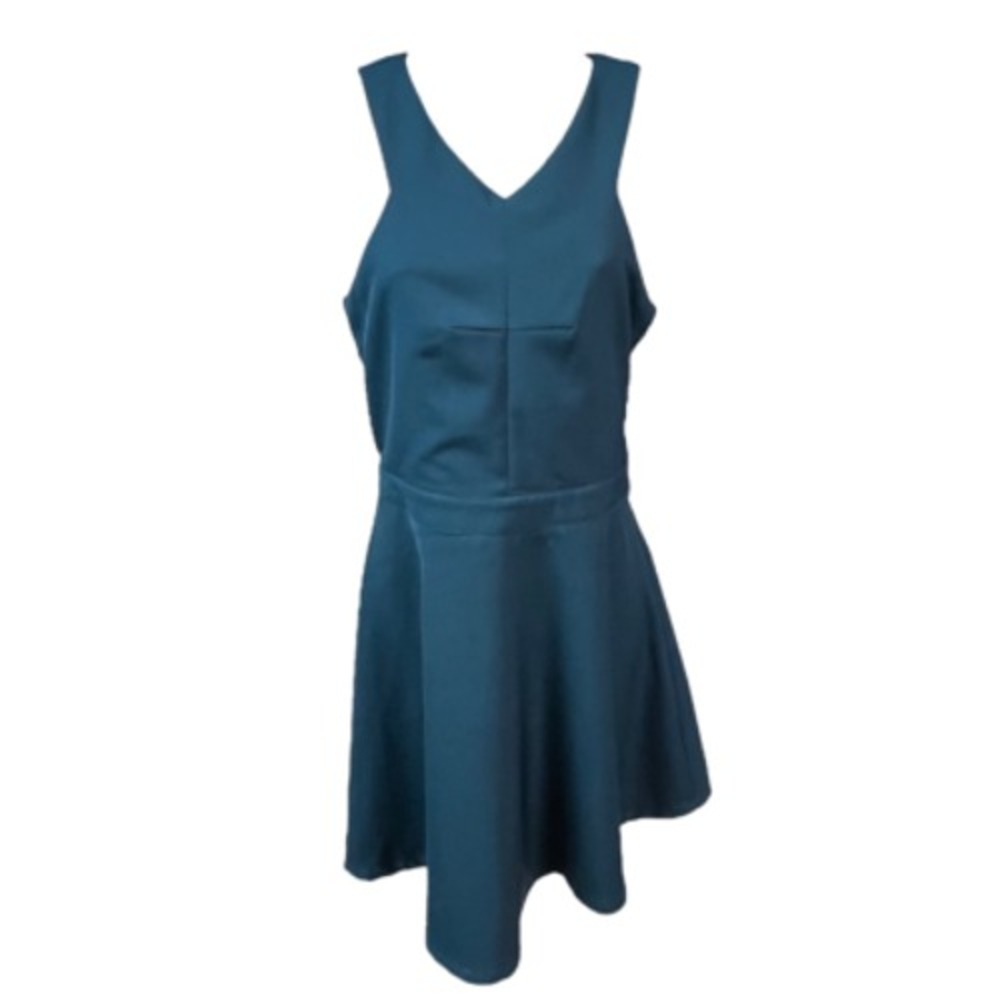 The Impeccable‎ Pig Dress Dark Teal Sleeveless Back Cutout Women Size S V-Neck - Picture 2 of 9